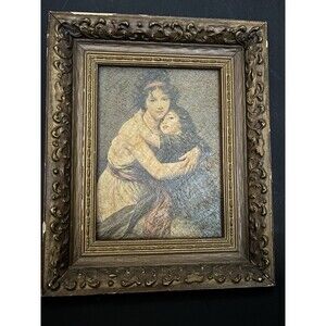 Vintage Artist self- Portrait by Elisabeth Vigee Le Brun w/ Daughter Art Noveau